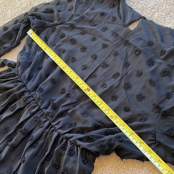 LARGE NWT! Long Sleeves Round Neck  Swiss Dot High Waist Chiffon Casual … - Picture 7 of 13